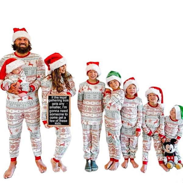 Julematchende Familiepyjamas Pyjamas Matchende Sæt Voksne Børn Baby Juleoutfit Hjemmetøj Whi White Mother XXXL