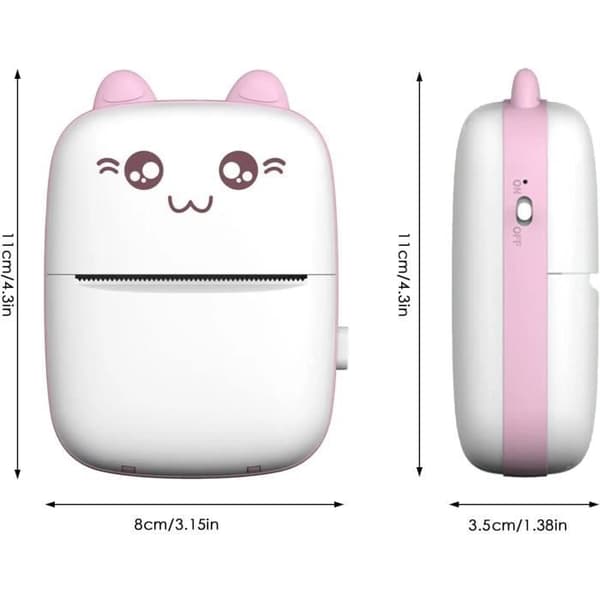 Termisk skriver - STILLCOOL - Mini lomme - Bluetooth - 5 papirruller - Rosa