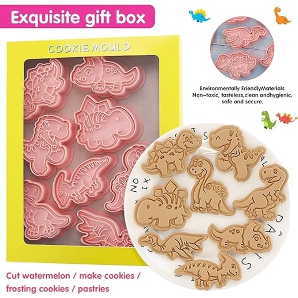 Dinosaur Cookie Cutter, 8 Piece Shape, 3D Shape, Shape, Kids