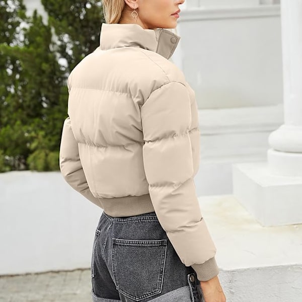 Kvinnors quiltad jacka kort dunjacka 2024 mode vadderad vinterjacka ståkrage lös kort dunjacka kvinnor 2XL