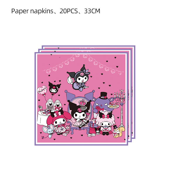 Kuromi Syntymäpäiväjuhlakoristeet 2024 My Melody Juhlatarvikkeet Pinkki Pöytäliina Mukit Ruokailuvälineet