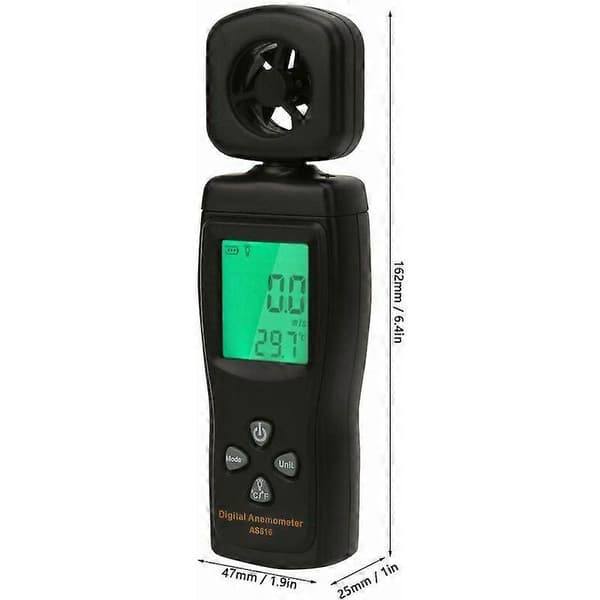 Vindhastigheds-luftstrømsmåler, AS816 0,3-30m/s Mini Digital Anemometer