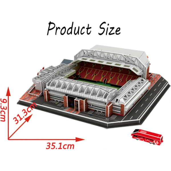 1 stk 3D Puslespill, DIY Byggemodell, Ny Liverpool Anfield Stadion Modell 3D Puslespill, Tredimensjonalt Puslespill Samling Fotballbane DIY Modeller