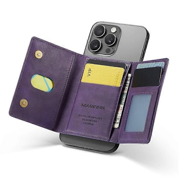 MAGKING K2 -jalusta magneettinen korttikotelo, yhteensopiva MagSafe RFID -matkapuhelinlompakon kanssa - Perfect_xx Purple