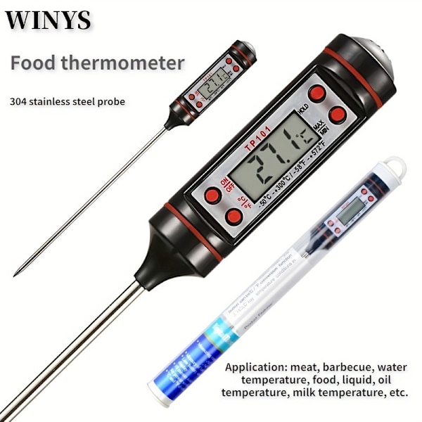 1 stk. øyeblikkelig avlesning kjøtttermometer, digitalt probemelk væske grilltermometer god matlaging kjøkken grill BBQ melk godteri