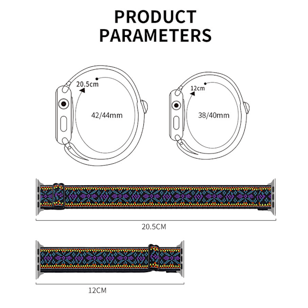 Nylonrem til Apple Watch Sort&Hvid Black&White 38/40mm