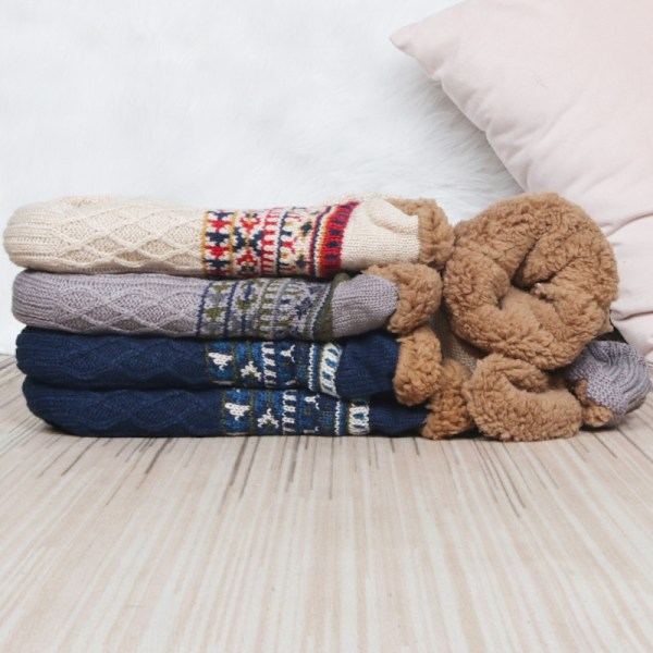Varma och mysiga strumpor med foder - Vinterstrumpor Beige Beige Beige