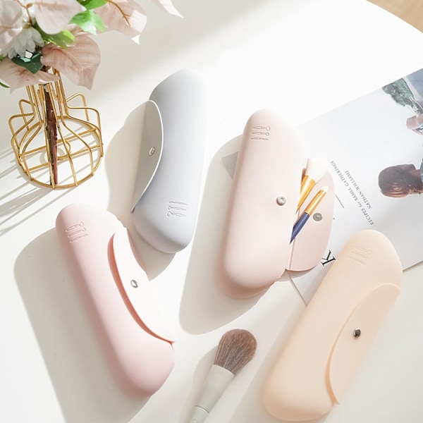 Silikone børste opbevaring magnetisk snaplås børsteholder makeup børste opbevaring kosmetik opbevaringspose kosmetik børste opbevaring rejse Beige