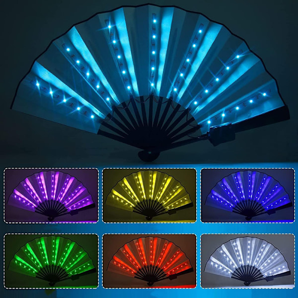 Glow Foldable LED Fan Dancing Light Fan Night Performance Glow In The Dark Party Accessories Pink