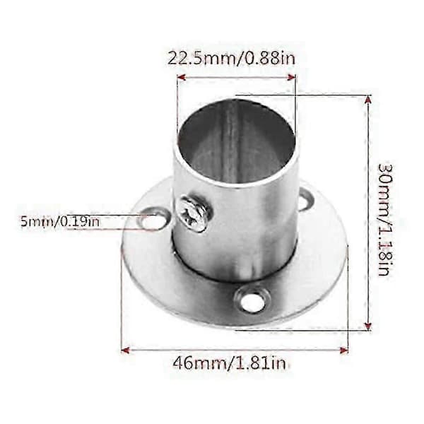 2 X Rørflangeholder i rustfrit stål 22mm