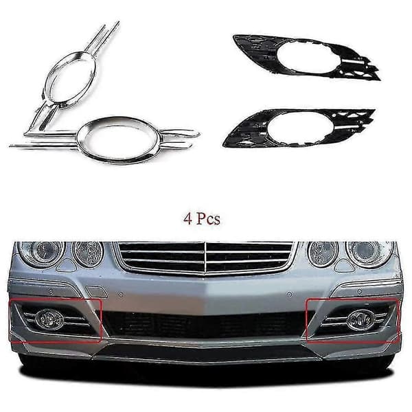 Bil Front Tåkelys Grill Krom Trim Deksel Sett For E-klasse W211 07-09 A2118851174 A2118851274