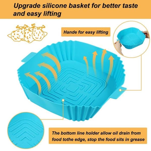 Silikonfoder för airfryer - ZEMINPEOEL - 2-pack - 16,5 cm - Blå - Värmebeständig