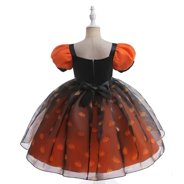 Jenter Gresskar Trykk Heks Prinsesse Kjole Halloween Kostyme Fest Ytelse Klær S02 S02 120cm