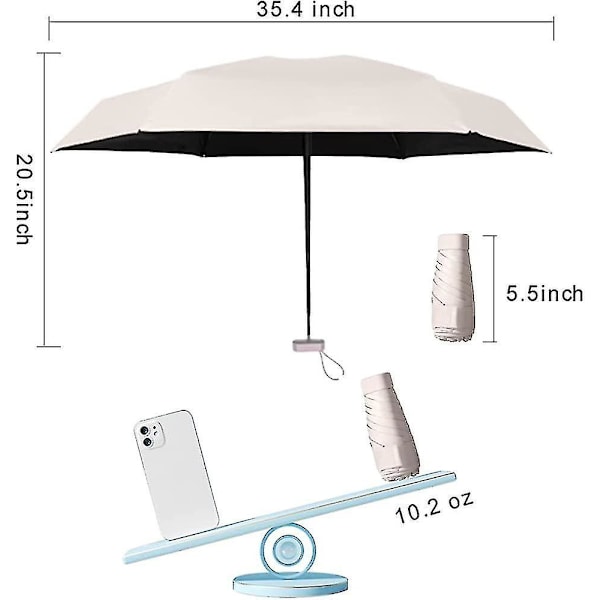 Liangnv-matkasateenvarjo kävelyyn kotelolla, kompakti UV-sateenvarjo auringolta ja sateelta