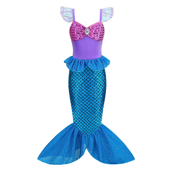 Little Girls Mermaid Costume Princess Dress Up Pretend Play Halloween Cosplay Outfit Blue