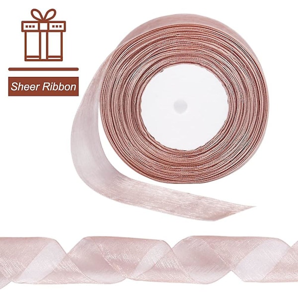 Pink pink transparent bånd, 40 mm x 50 meter - til gaveindpakning og håndarbejde