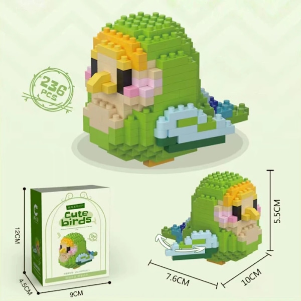 Mini Byggeklodser 3D Fugleserie Sød Papegøje Model Klodser som Bordpynt Legetøj 8918