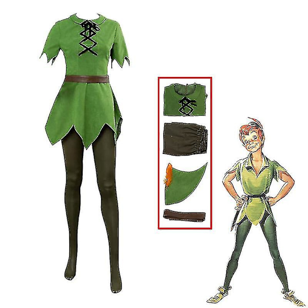 Peter Pan Cosplay Anime Kostyme Grønn Alv Uniform Kjoler Gutter Jenter Halloween Karneval Kostyme Fancy Dress Suit Menn -a Barn 150 Barn 150 Kid 150 Men