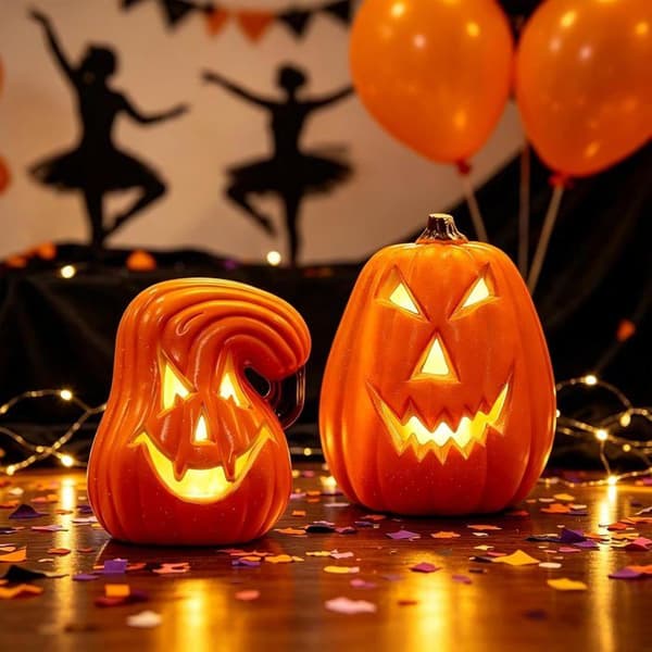 Halloween-dekoration, 2 stk. LED-græskarlys, oplyst græskar