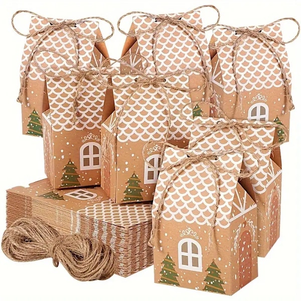 20 st julgodisaskar, Mini Kraftpapperskakburkar, Presentpåse för festdekoration, julgransdekoration, bröllopsgodiset