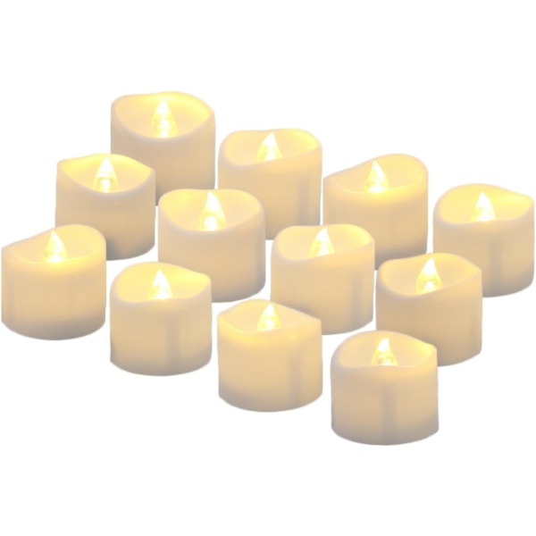 LED Heat Lights Flameless Candles with Timer [Pack of 12, Warm White]