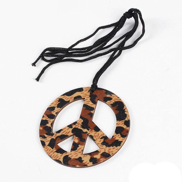 \"Hippies Peace Halskjede I 60-talls Party Kostyme Øredobber Hodeskjerf Leopardtrykk Tilbehør Retro Hårbånd Briller-Yvan\" (FMY) A1 A1 M