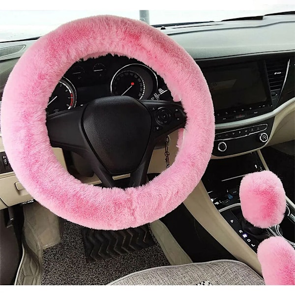 Turkki Pehmeä Paksu Auton Ohjauspyörän Peite Pehmeä Villa Pinkki pink 38cm(diameter)