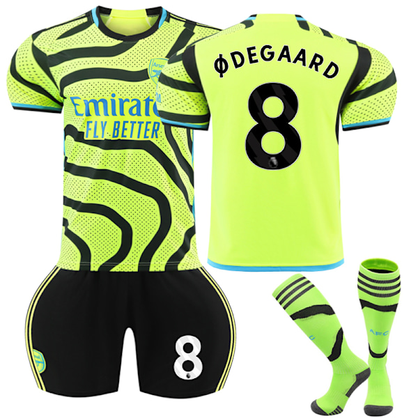 2023-2024 Arsenal Bortaställ Barn Fotbollströja med Strumpor Nr. 8 Ødegaard 26