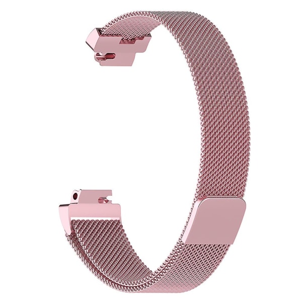 Rostfritt stål Magnetisk tunn mesh watch Handledsrem kompatibel Fitbit Inspire Hr Rose Pink L