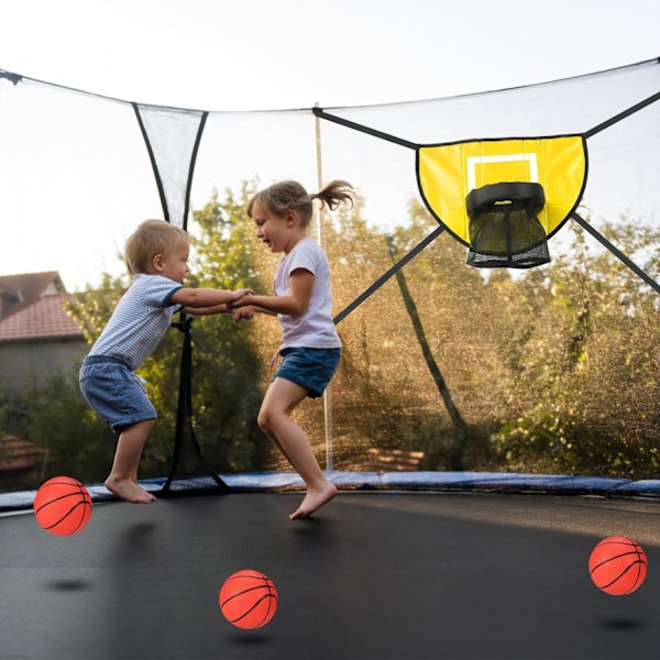 Trampolin Basketball Hoop Tilbehørssæt med 3 Mini Basketbolde og 1 Pumpe, Vandafvisende Basketball Spil Tilbehør til Alle Aldre (Gul)