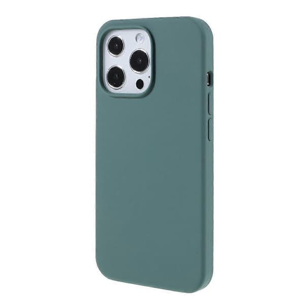 Til iPhone 14 Pro-deksel Solid Silikon Støtsikkert Telefonbakdeksel Blackish Green