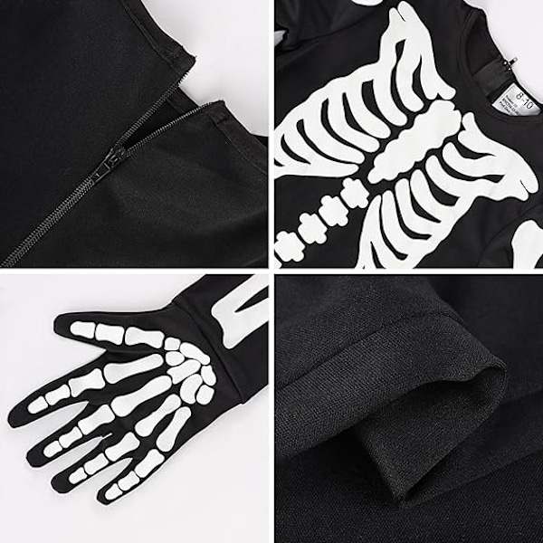 Halloween-Luurankoasu Lapsille Pojat Tytöt Glitter Halloween-Asut Karnevaali Asut Tytöt (Makeispussit Ei Sisälly) XL(140-150)