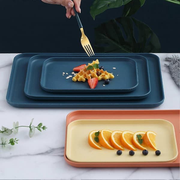 Serveringsbricka Multifunktionell Elegant Nordisk Stil Dekorativ Rektangulär Plastbricka för Hemmet Orange2 S