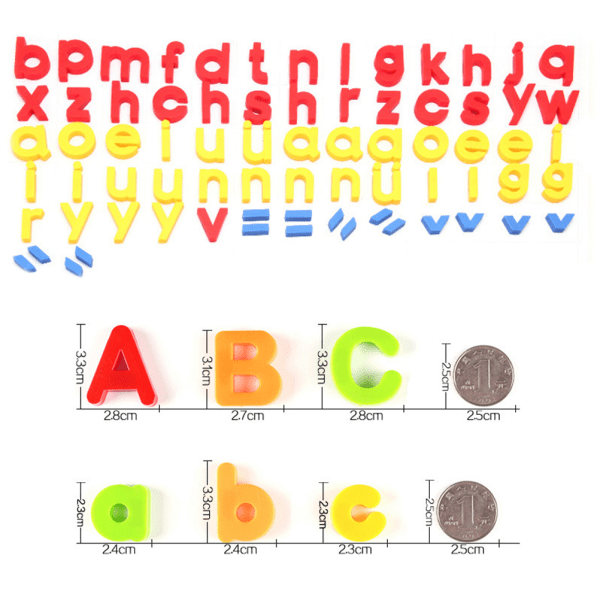 Magnetiske alfabet Magneter Bokstaver Tall Symboler Sett ABC 123 Kjøleskap Plastleketøy Tidlige pedagogiske leker