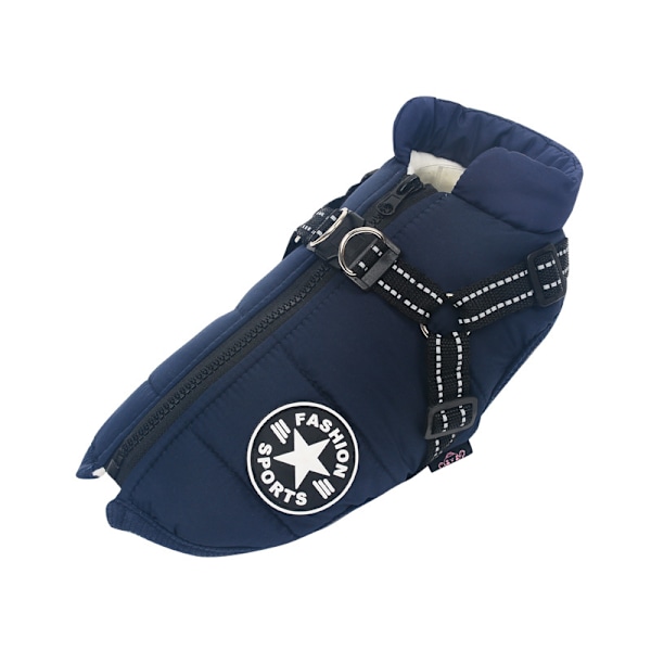 Varm Vandtæt Jakke med Sele til Hund Vinter Komfortabelt Bomuldstøj Foret Vest til Små og Mellemstore Hunde Lilla Blå Purplish Blue 2XL