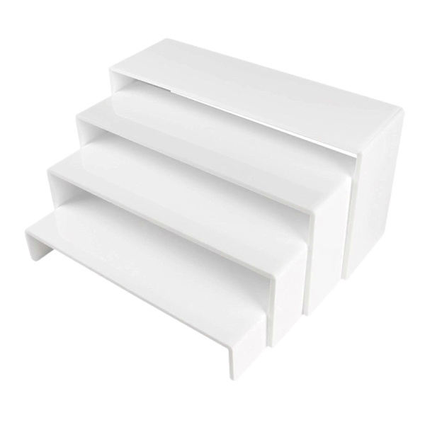 4x Akryl Display Riser Showcase Buffé Riser för Samlingar Parfym Ringar