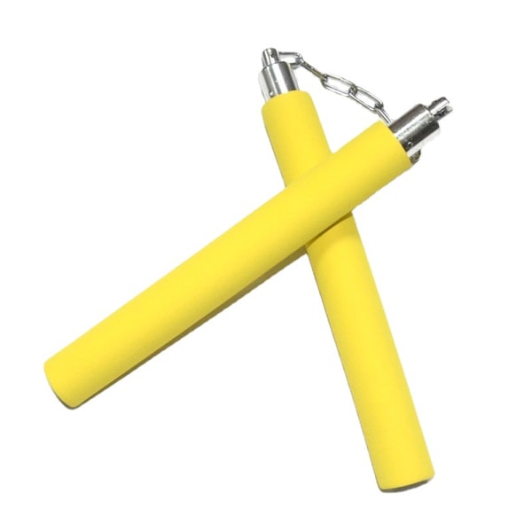 (Yellow) Safe Foam Rubber Training Nunchucks/Nunchakus with Steel Chain for Kids and Beginners Practice and Training