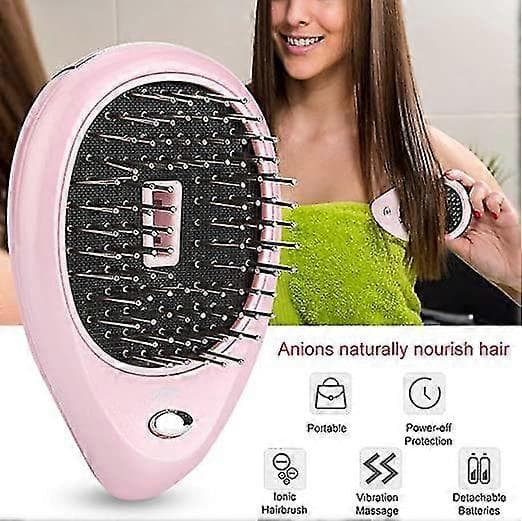 Jonisk Vibrations Mini Massage Jonisk Hårborste (Rosa) 10.5*7.5cm