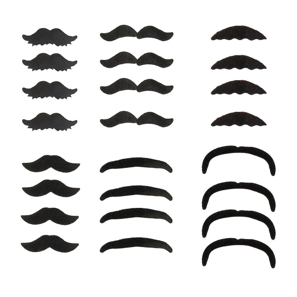 24 pcs Outfit Men Mustaches Self Adhesive Fake Mustache Pirate Party Accessories Beard Decorations Men Black 5.5x2.5cm Black