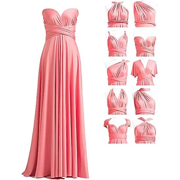 Infinity-klänning med bandeau, konvertibel brudtärnklänning, lång, plusstorlek, flervägsklänning, omlottklänning B S