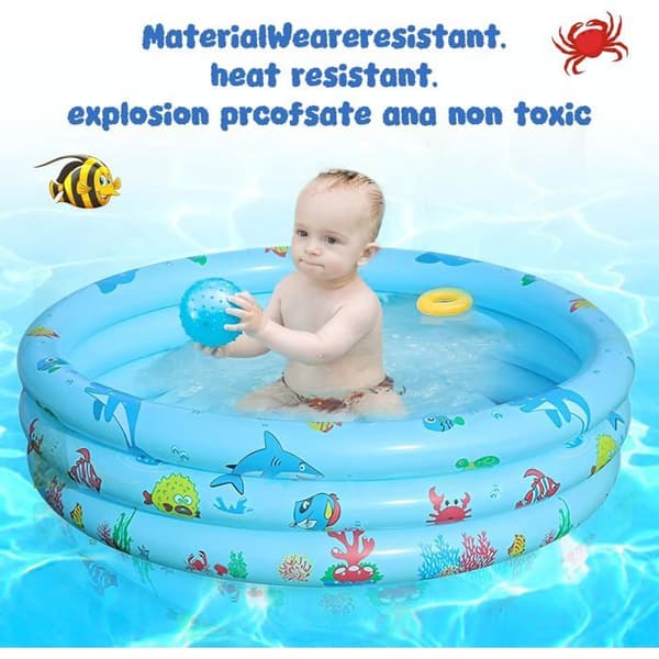 Rund oppustelig pool, familie oppustelig pool, soppebassin, lyserød