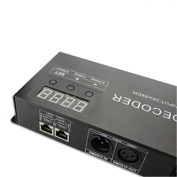Digital 24CH RGB RGBW DMX512 Dekoder, RGBW 512 Dekoder DMX 512 Controller til LED Strip (A) Black A