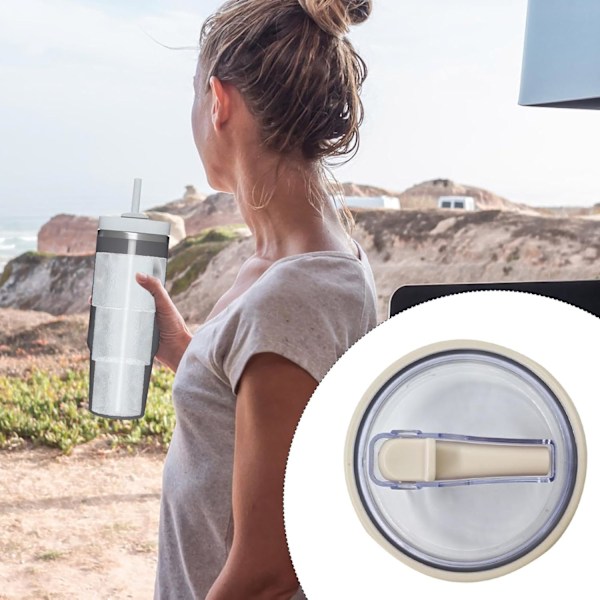 40 oz isolerad flaskhalsersättning för Stanleys mugg, utbytbar sugrörslock, stänksäkert återanvändbart lock white