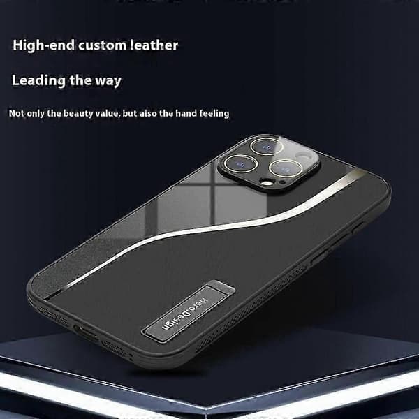 Fodral för iPhone 16 Pro med värmeavledning, PU+TPU+PC-skydd med stativ - Silver Silver