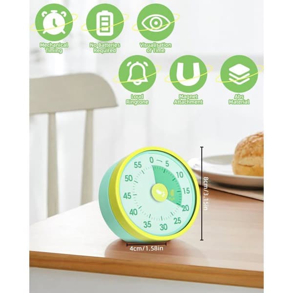 Visuel Timer til Børn, 60-Minutters Visuel Timer, Skrivebordstimer til Børn, Visuel Timer, Klasseværelsestimer