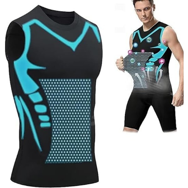 Ionic Shaping Sleeveless Skjorta, Väst i Svart Is Silke Tyg black 3XL