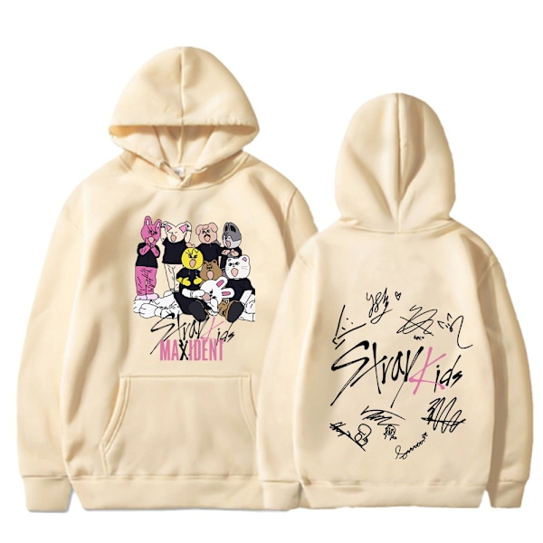 Export nytt album Stray Kids hoodie hiphop Stray Kids hoodie herr- och damtröjor khaki kaqi XXL