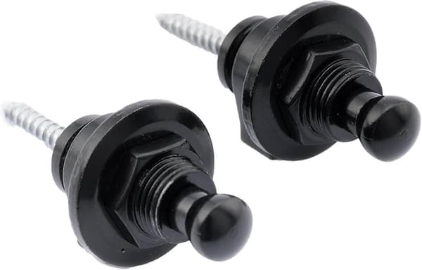 Metallgitarrremlås Gitarrremknappar Remlås Säkerhetslås Remstift för Akustisk Klassisk Elgitarr Bas, Svart (2-pack)