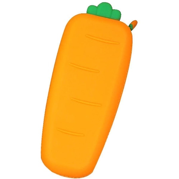 Cute Carrot Case - Large Capacity Soft Silicone Carrot Pencil Case for Mechanical Pencil, Eraser