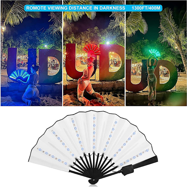 Glow Foldable LED Fan Dancing Light Fan Night Performance Glow In The Dark Party Accessories Yellow